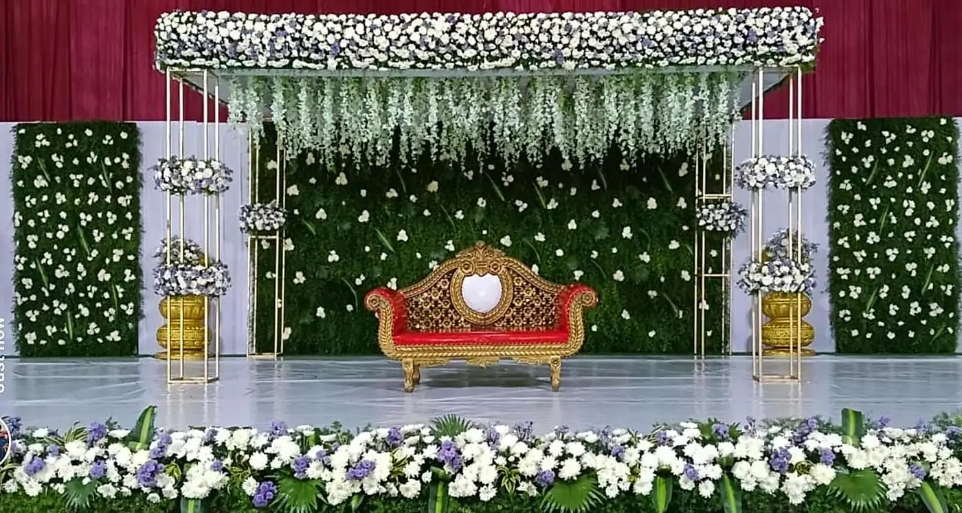 White floral reception stage