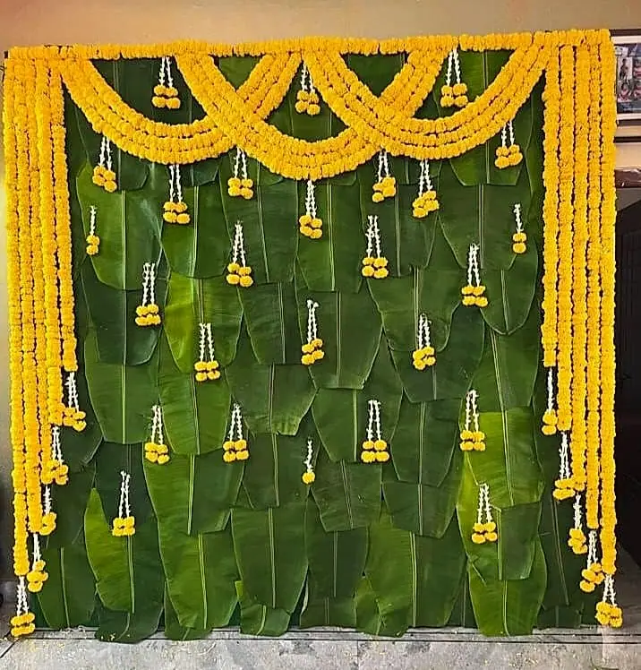 Haldi function backdrop with marigolds by LK Events (3)