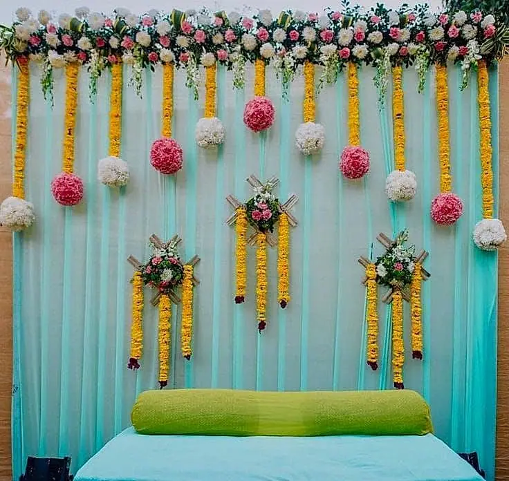 Haldi function backdrop with marigolds by LK Events (6)