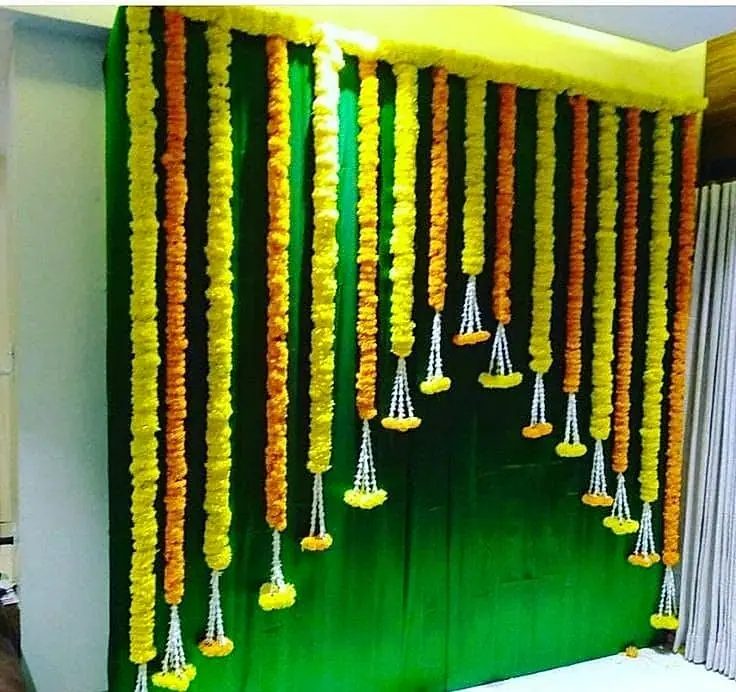 Haldi function backdrop with marigolds by LK Events (11)