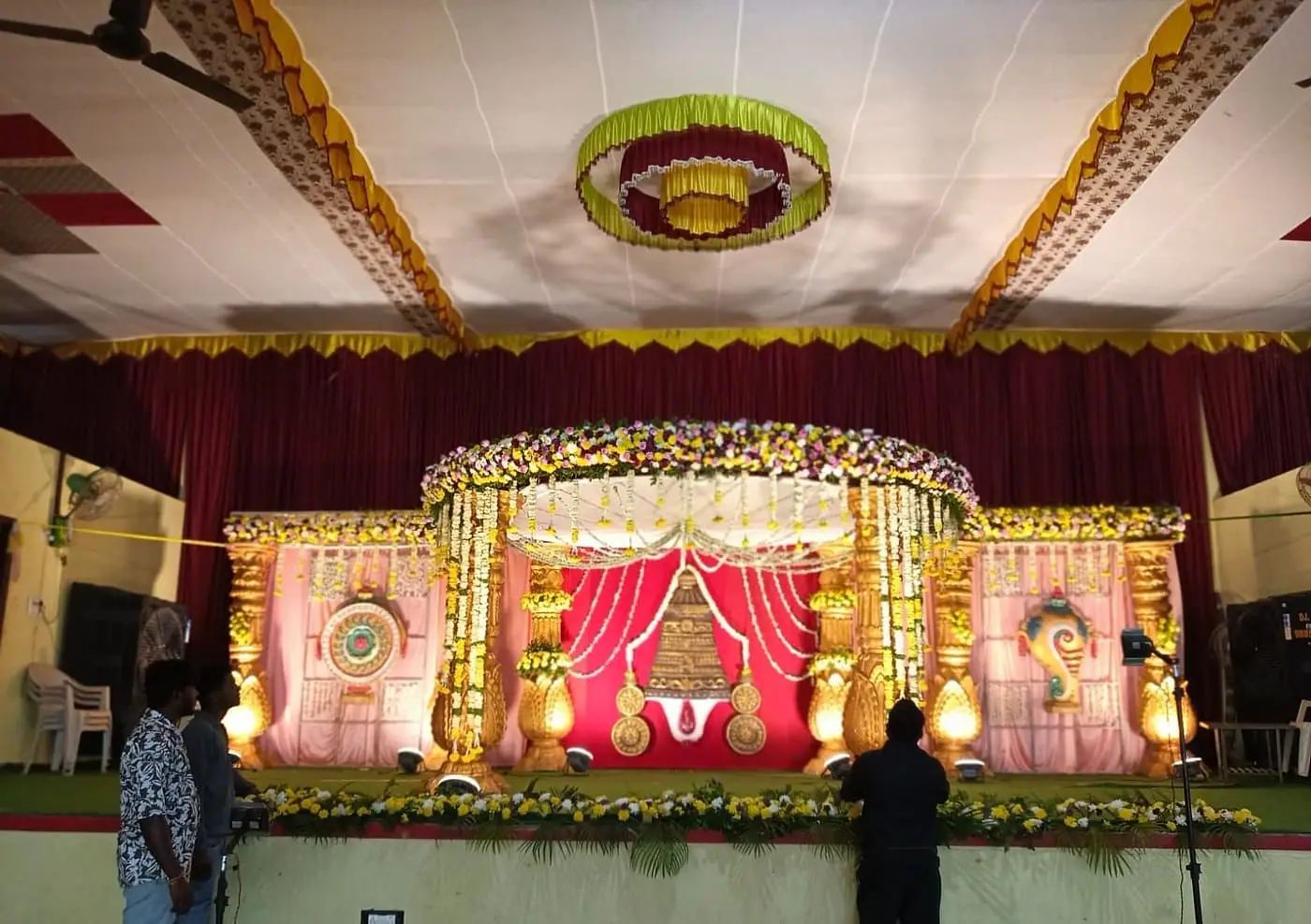 LK Events crew setting up a pelli mandapam